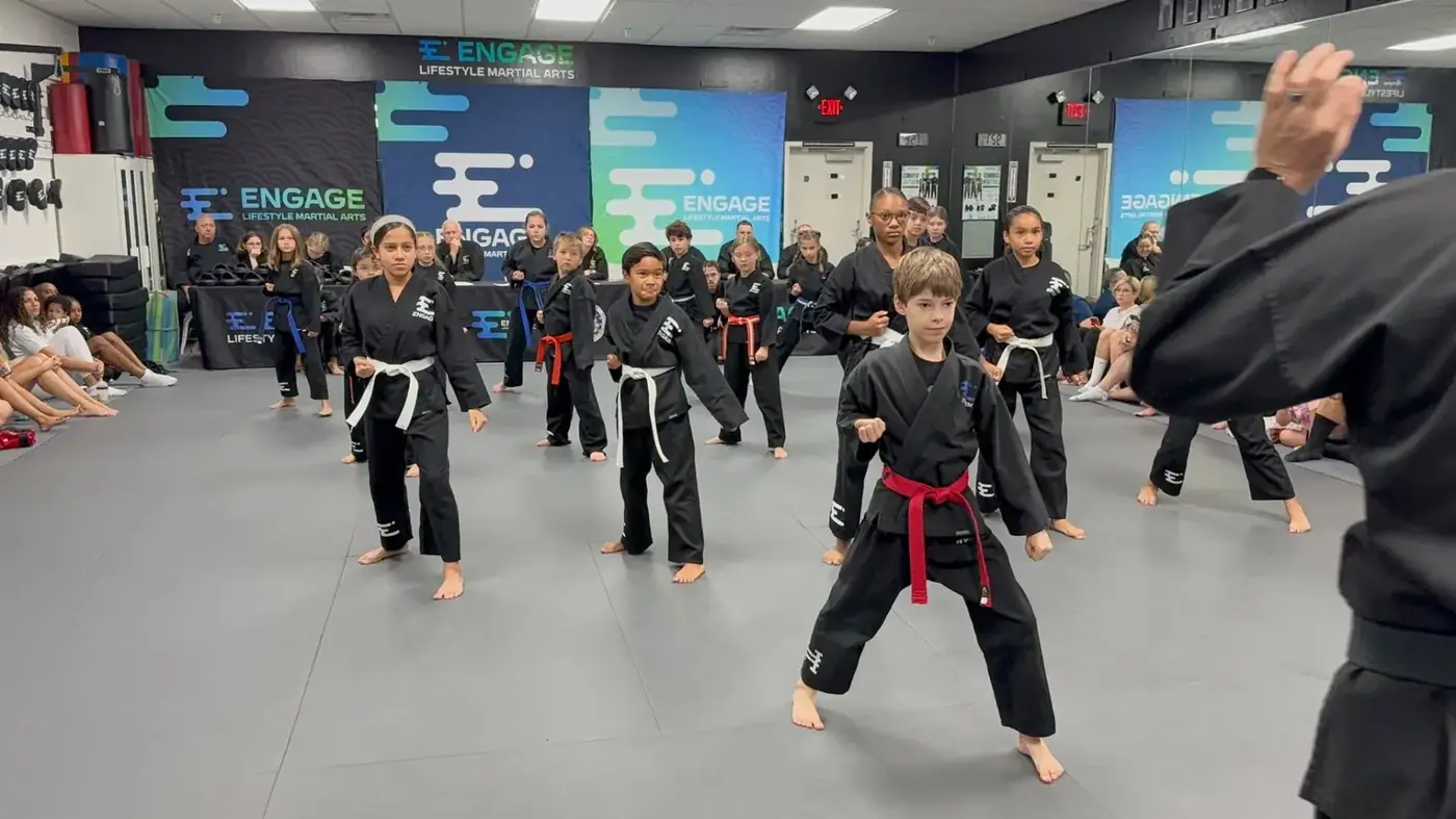 Engage Lifestyle Martial Arts Henderson NV students in ready stance during class