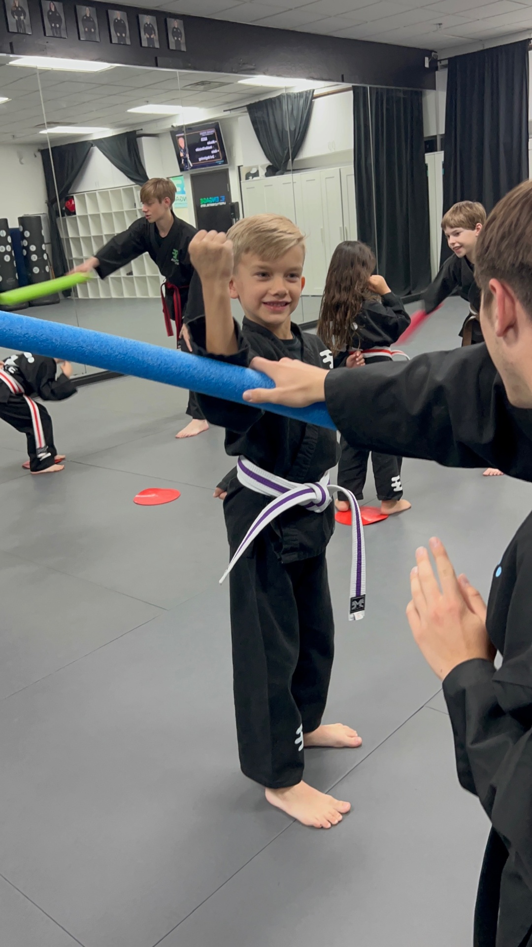 Young Engage Ninjas martial arts student mid-kiai at Engage Lifestyle Martial Arts Henderson NV